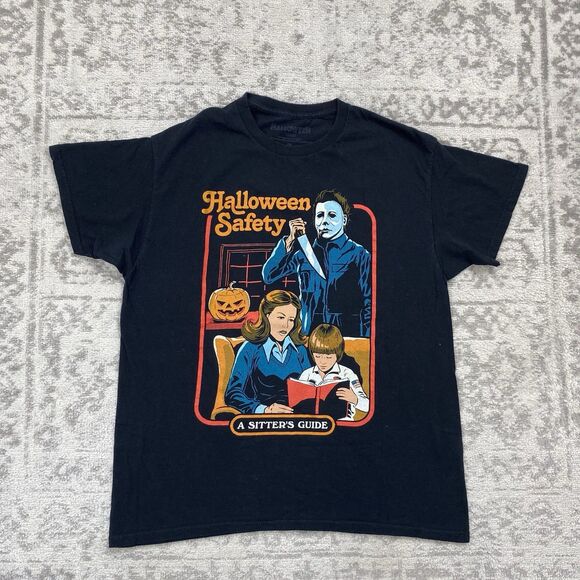 Creepy Co. T Shirt Halloween Safety Michael Myers A Sitters Guide Size Large - Picture 1 of 5